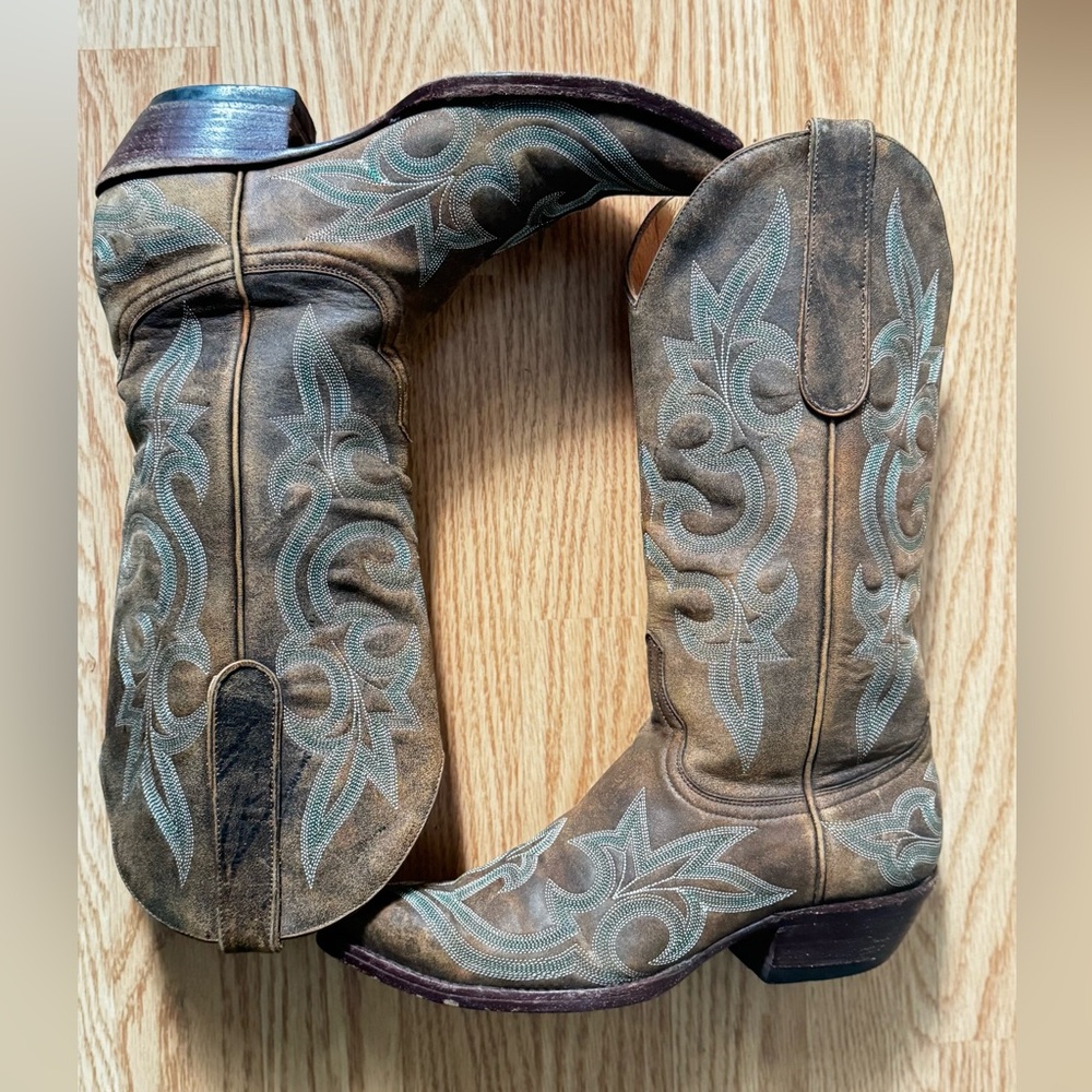 OLD GRINGO DIEGO Snip TOE Cowgirl Cowboy Western Boots Size 7.5 Turquoise Stitch